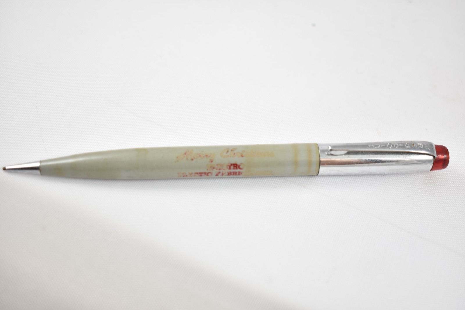 Vintage Redipoint mechanical Pencil Merry Christmas Electro Plastic Fabrics Inc
