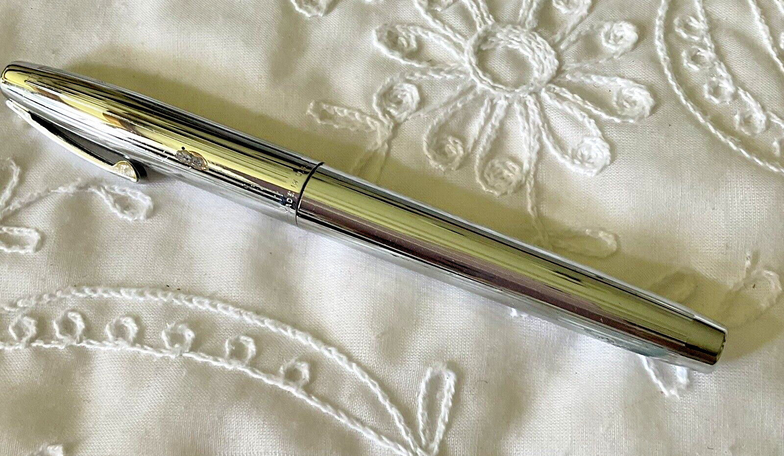 Shaeffer White Dot Tektor Fiber Marker Chrome USA Circa 1950 Needs Refill