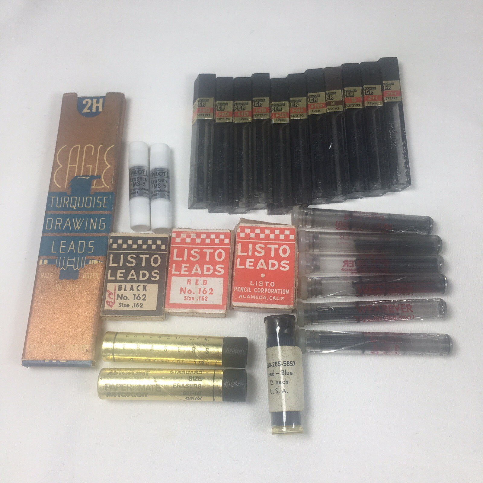 Vintage Mixed Lot Mechanical Pencil LEADs and ERASERS Pentel Listo Wearever