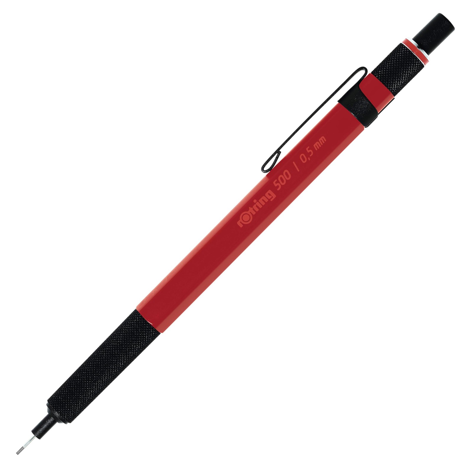 500 Mechanical Pencil, 0.5mm HB Lead, Red Barrel, Non-Slip Metal Grip