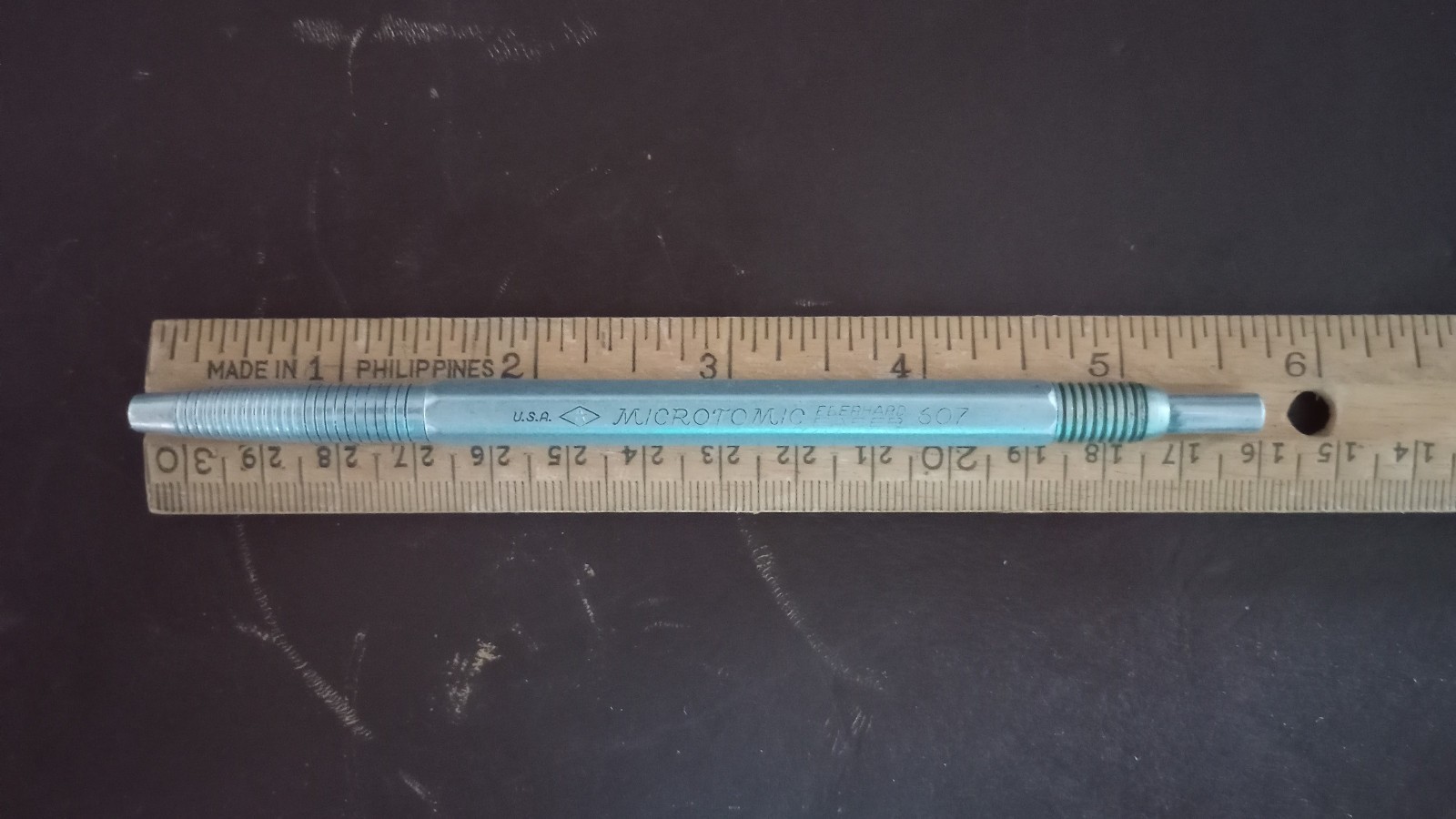 Vintage Eberhard Faber Microtomic 607 Mechanical Pencil Metal USA Green Top