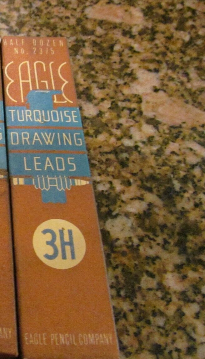 *4 Eagle Turquoise Drawing Leads No. 2375 (5) 3H, USA Made-Set Vintage