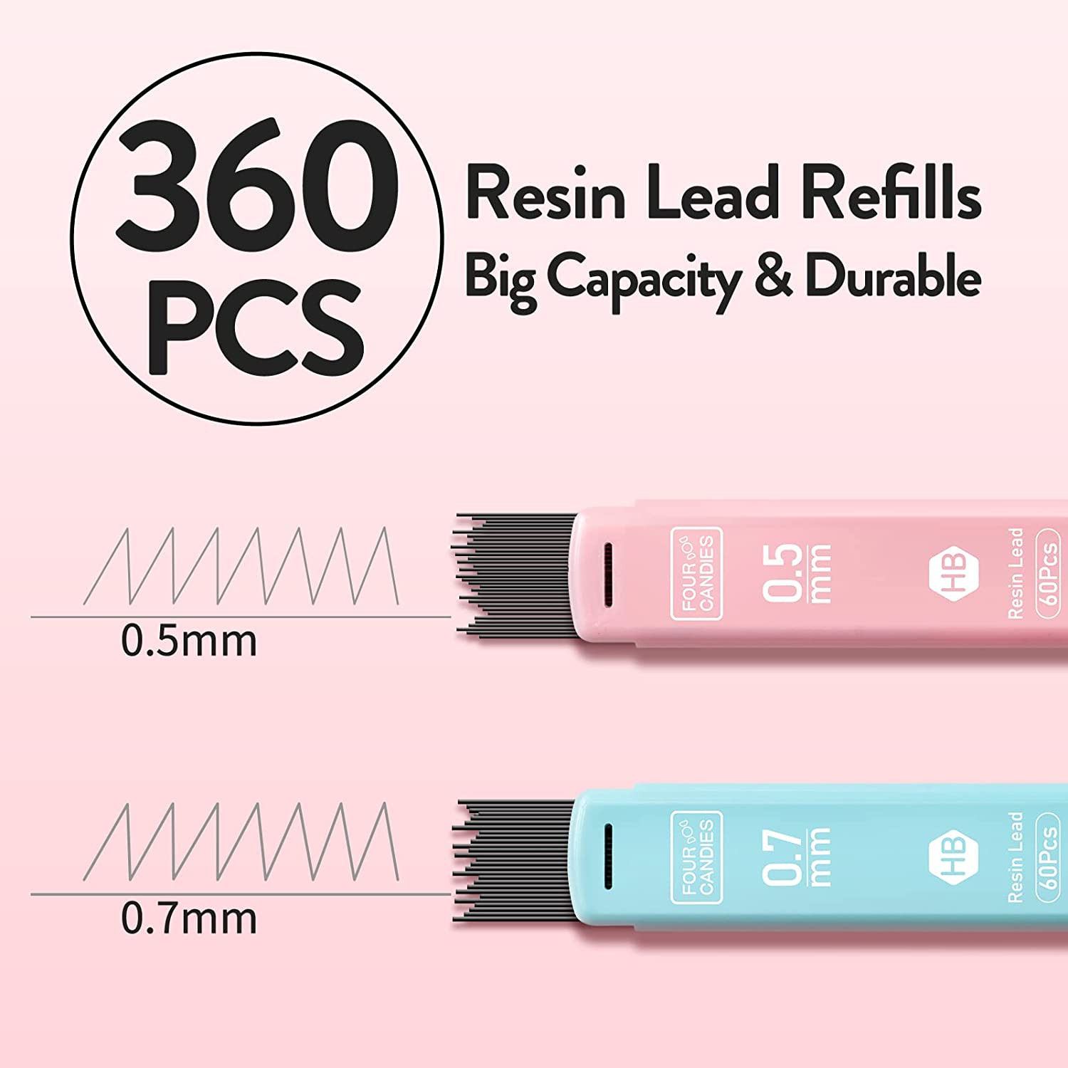 Cute Mechanical Pencil Set, 6PCS Pastel Mechanical Pencils 0.5 & 0.7Mm with 360P