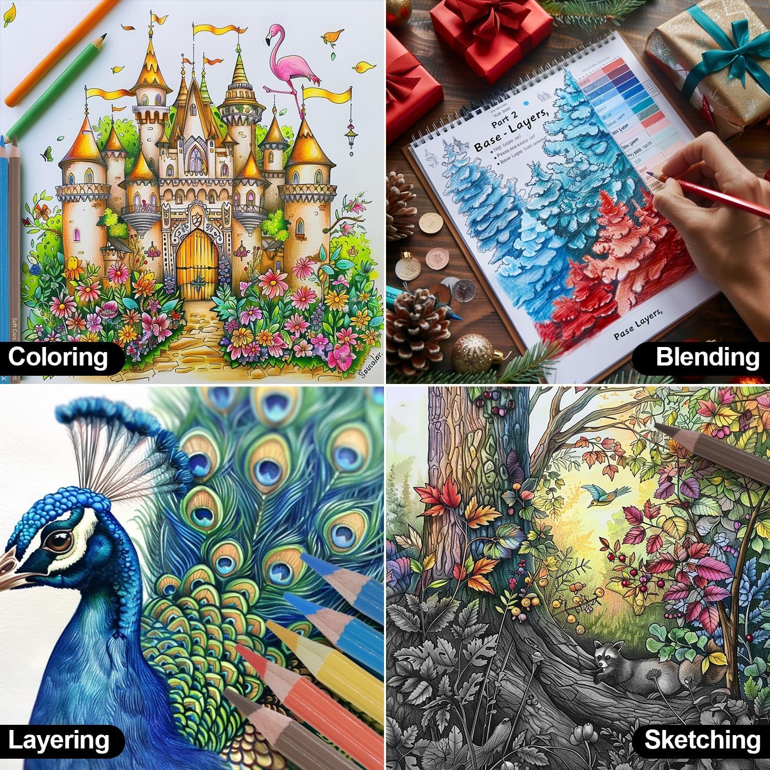 Colored Pencils for Adult Coloring Books, 72 Count (Pack of 1), Multicolor