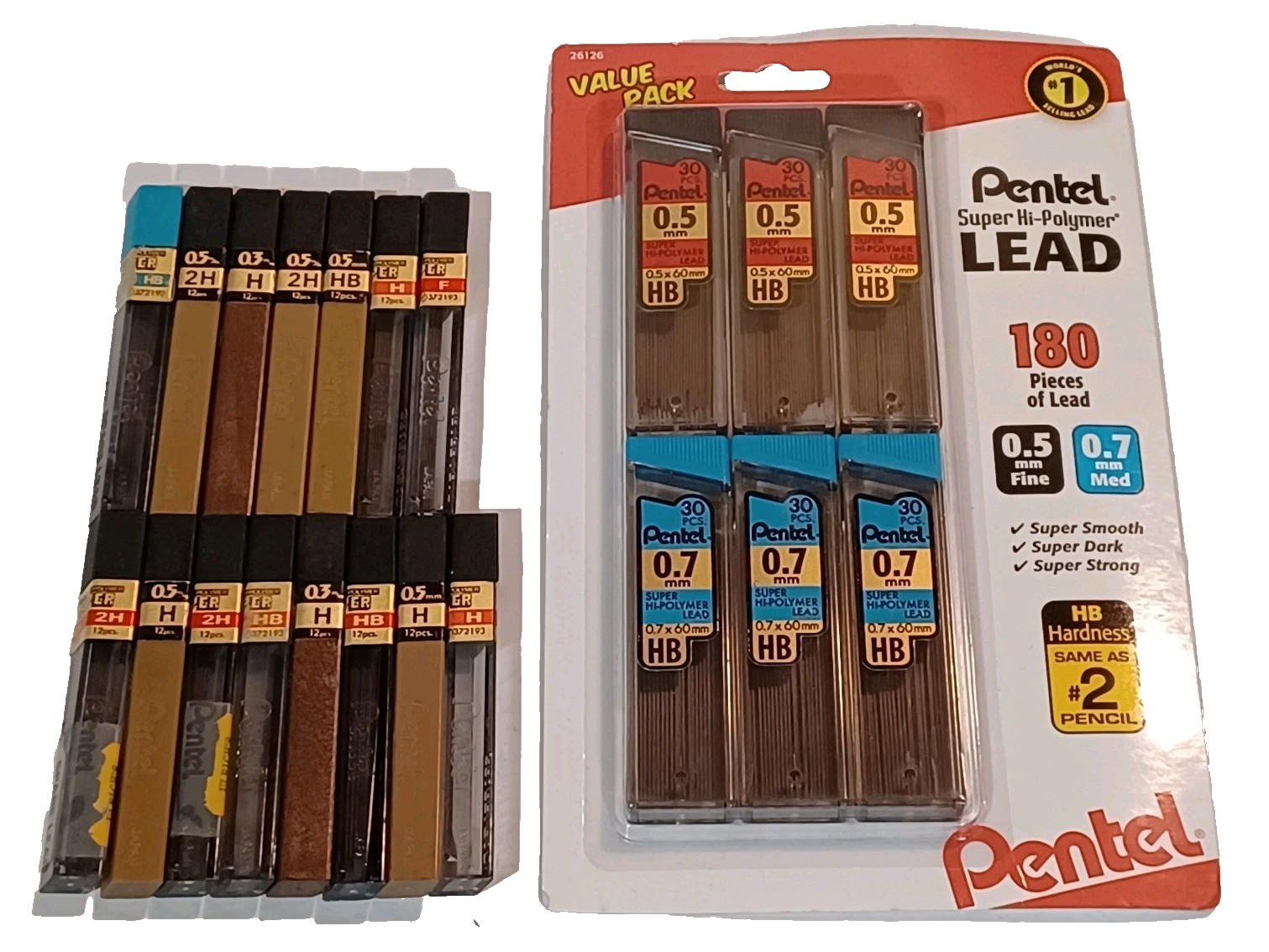 Pentel Mechanical Pencil Refill Lead Mixed Lot of 22 Tubes HB 0.5mm 0.7mm 0.9mm