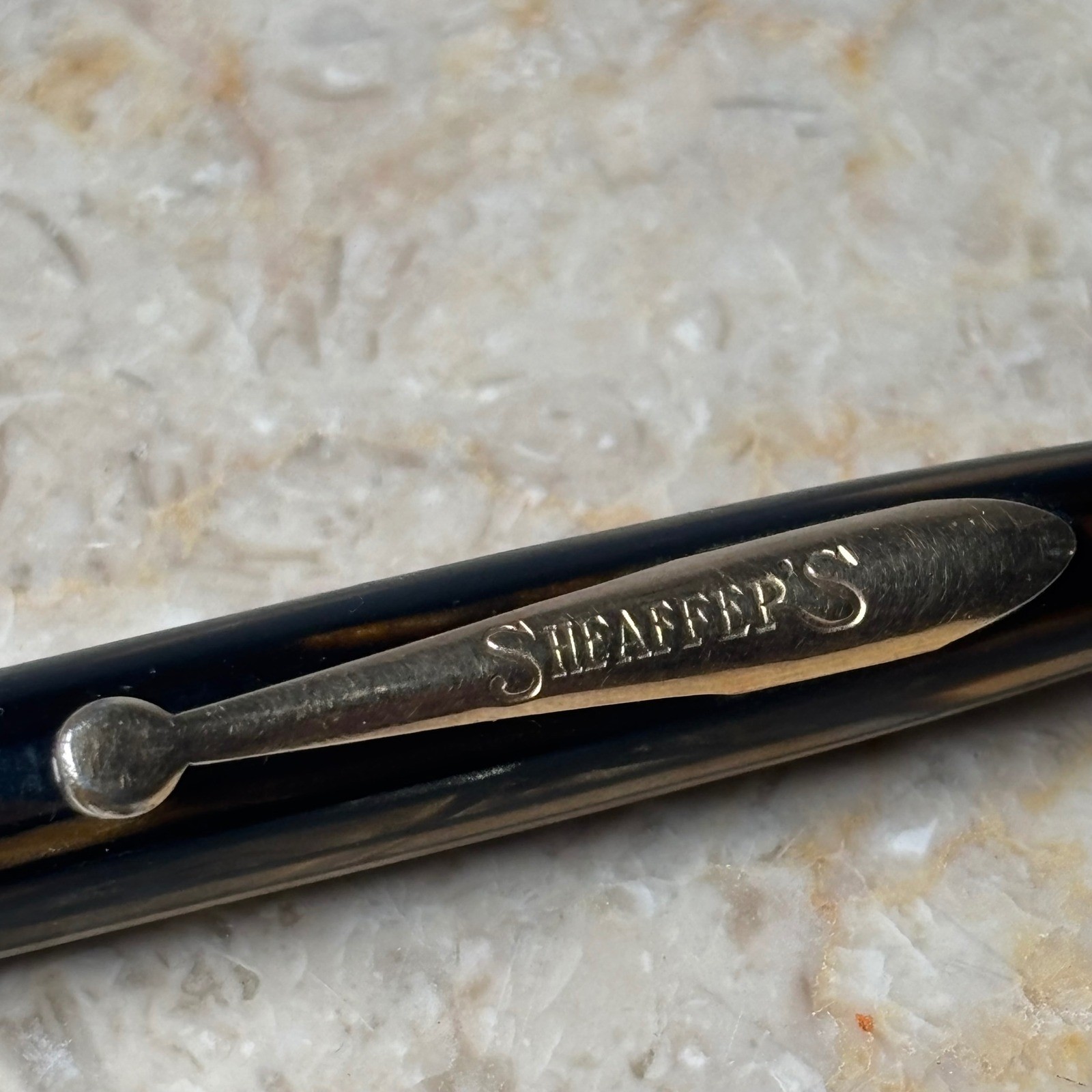 Sheaffer’s Pen Pencil Brown Striated Celluloid Gold Trim Vintage