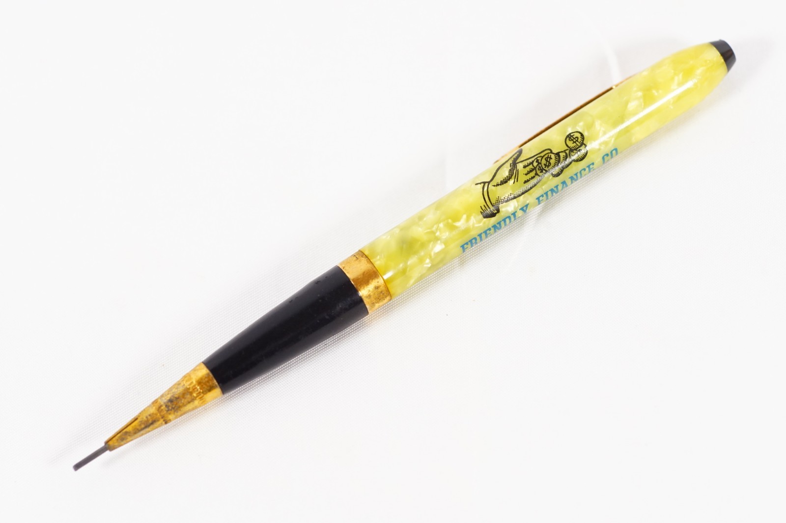 1930’s Sample Mechanical Pencil Friendly Finance Co Marbled Celluloid 1.18MM