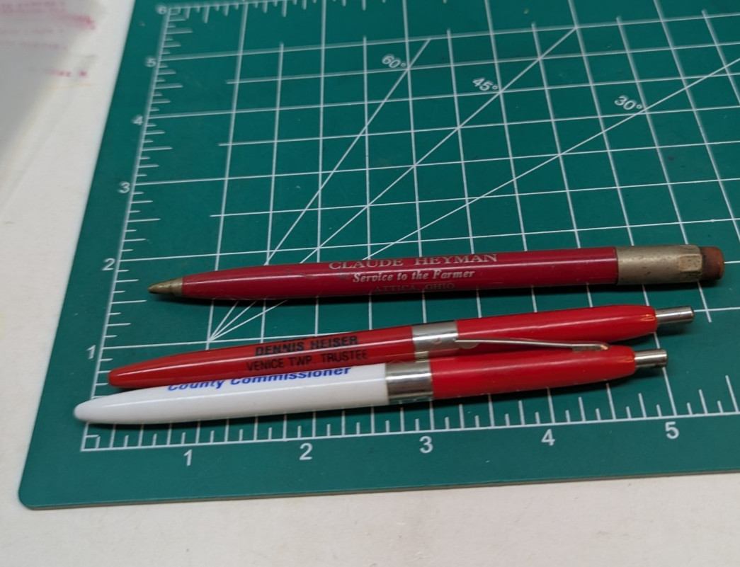 LOT OF 3 Vintage Scripto Mechanical Pencil and Ballpoint Pen Advertisement