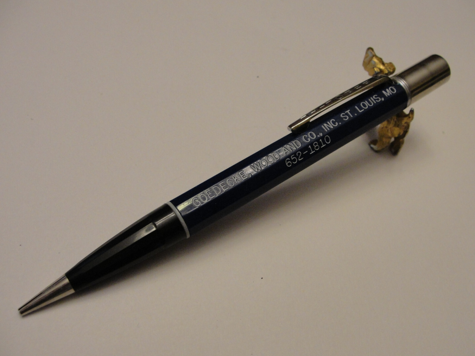 Vintage Durolite Black Blue Tip Mechanical Pencil w/Adv. – Goedecke Wood and Co.