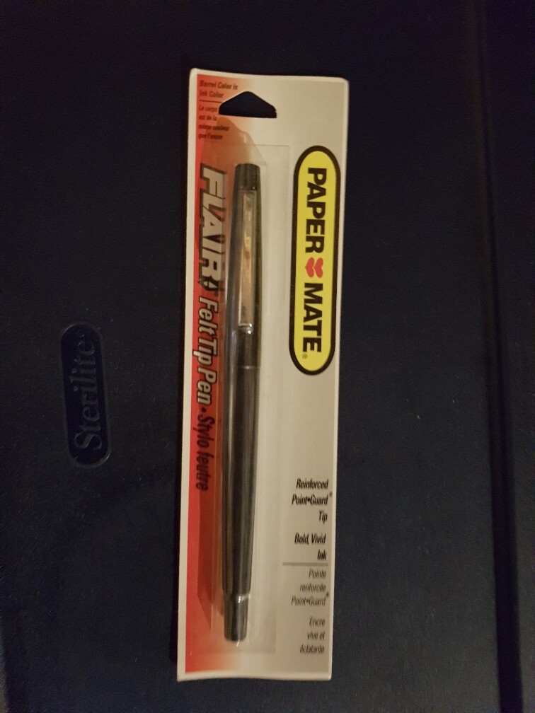 Papermate Flair Felt Tip Pen Black Reinforced Point Guard Tip