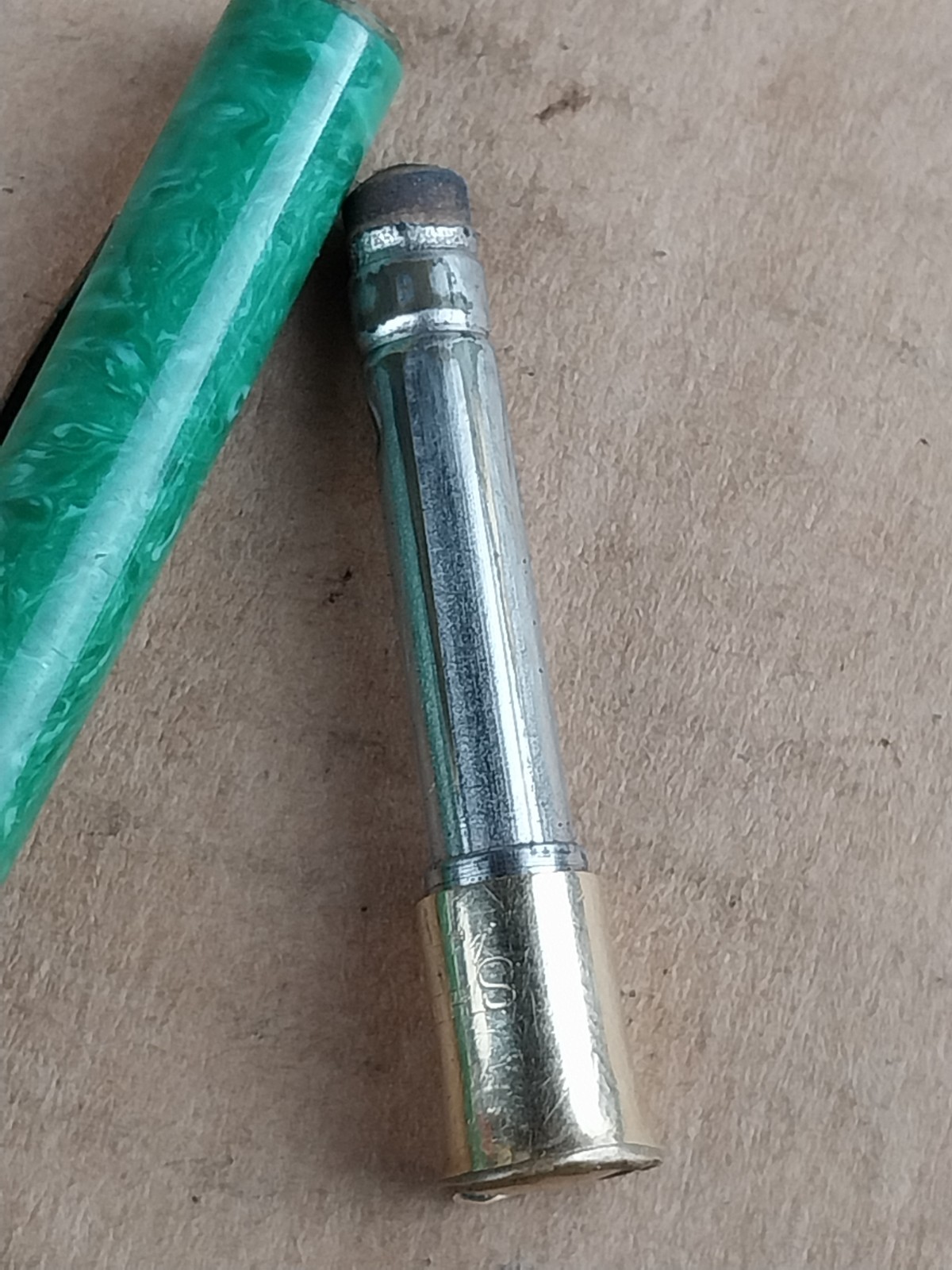 1920s Sheaffer’s Jade Green Life Time Mechanical Pencil Gold Trim Works
