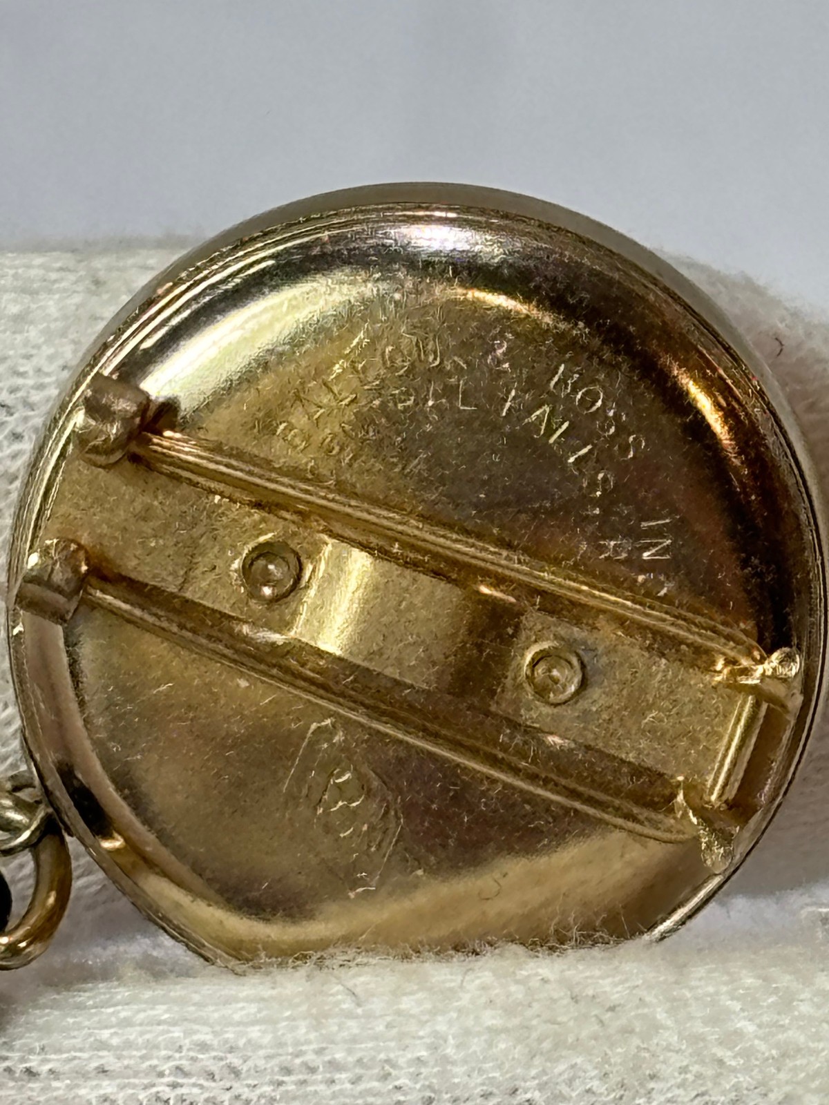 Vtg Cross Mini 10kt GF Pencil On Ballou & Bass Retractable Chain Brooch