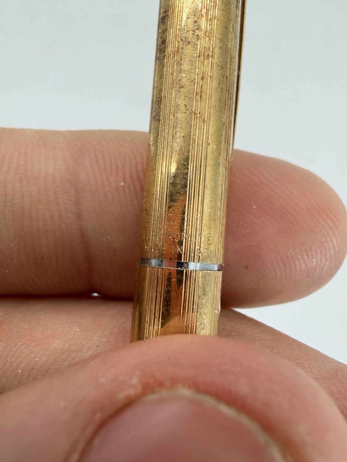 Vintage Anson Heavy Gold Electroplated Red Jewel Mechanical Pencil USA RARE