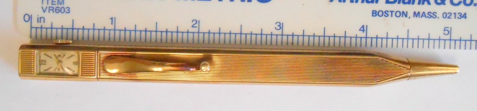 Rare Solid 14K Yellow Gold Mechanical Pencil w/ P. Buhre Watch 5″ Vintage