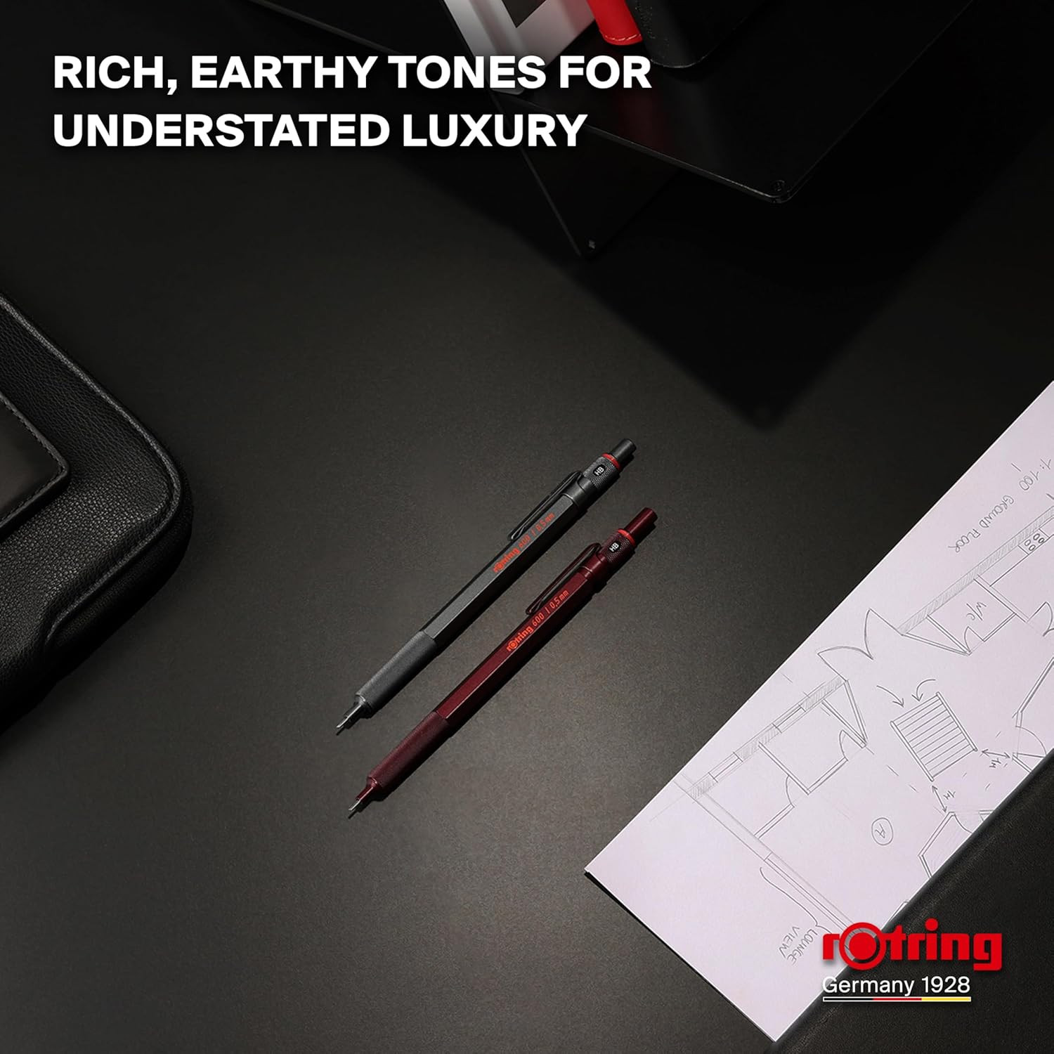 Rotring 600 Full-Metal Body 0.7Mm Mechanical Pencil, Black, for Precise Ruler-Ba