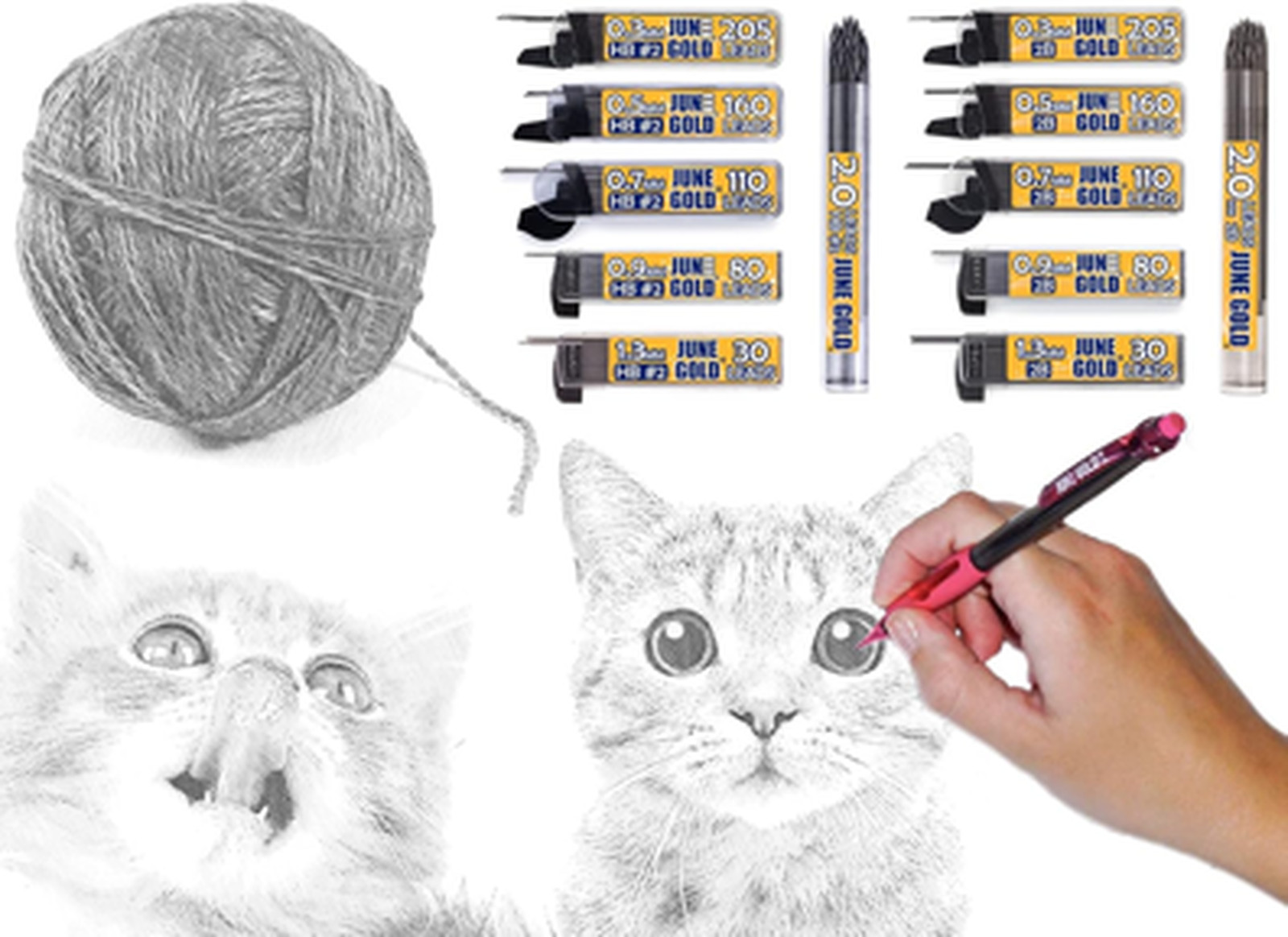 2.0 mm Graphite Lead Refills 2B Hardness 108 Count for Mechanical Pencils and