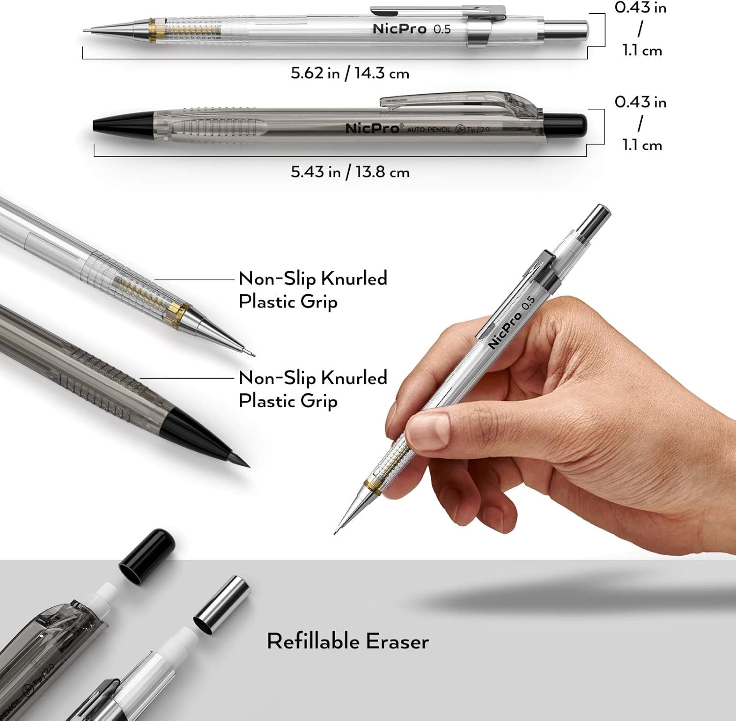 Nicpro 6PCS Art Mechanical Pencil Set, 4PCS Drafting Pencils 0.3 & 0.5 & 0.7 & 0