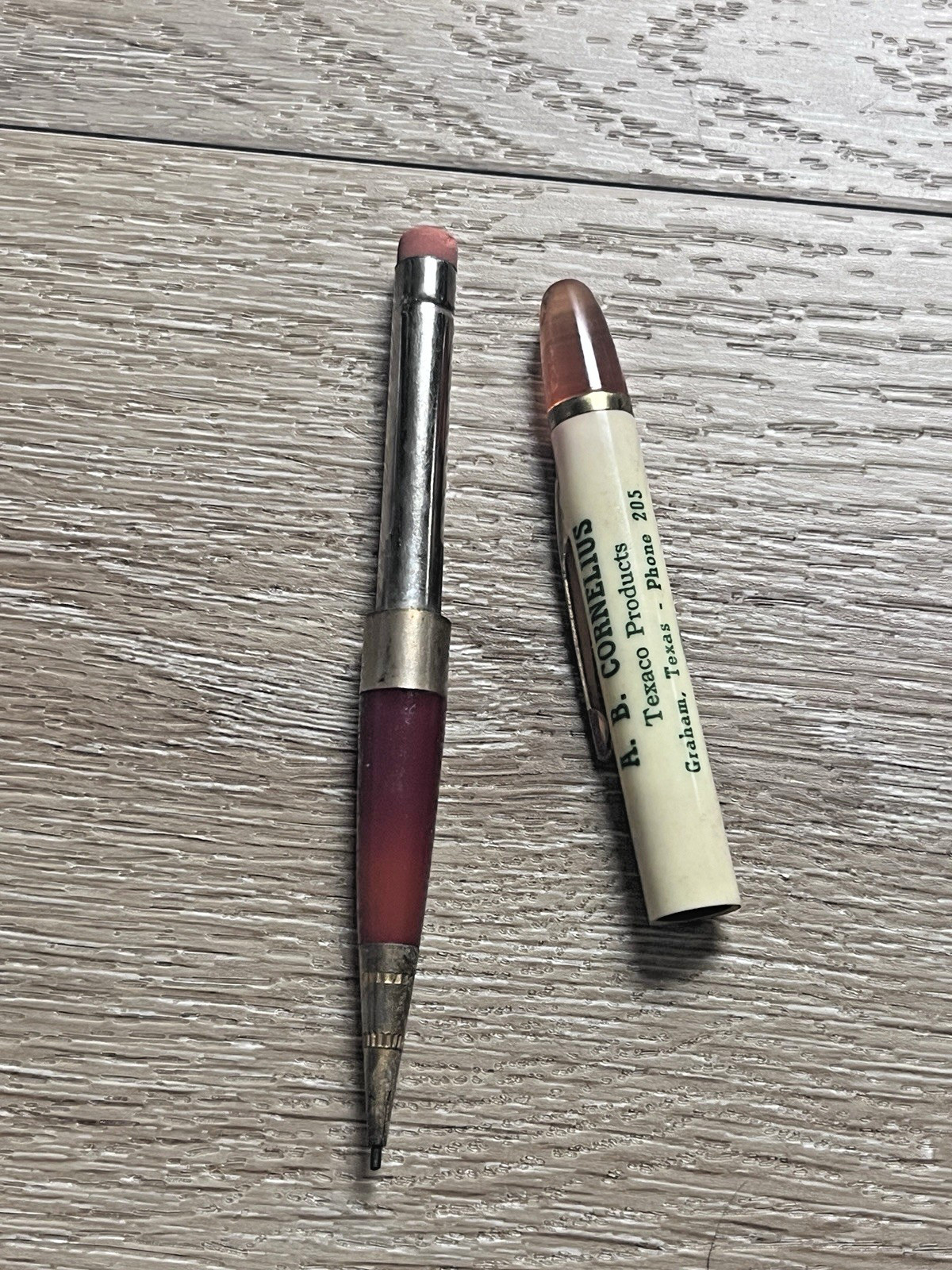 Vintage Texaco Gas Mechanical Pencil Graham Texas Phone 205 A. B. Cornelius