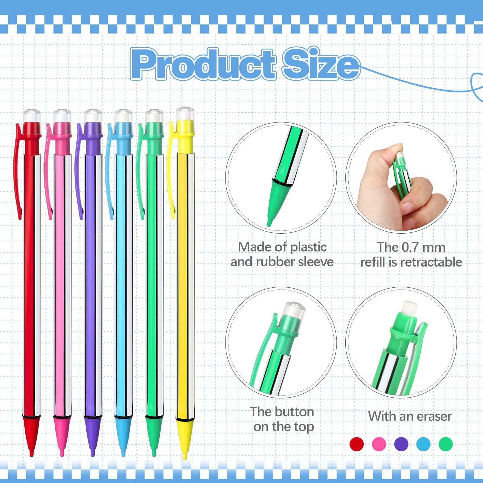 200 Pcs Back to School 0. 7mm Mechanical Pencils with Eraser Bulk Colorful Cu…