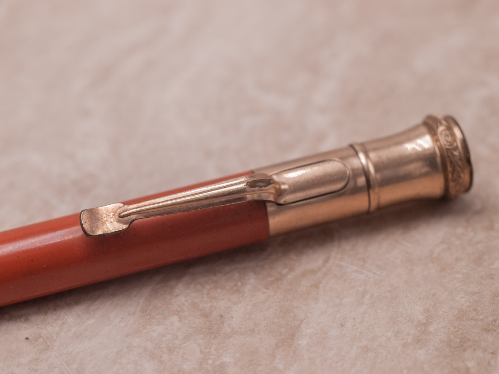 1920s – Wahl Eversharp Orange Mechanical Pencil GF Trim 5.25″ x 0.4″