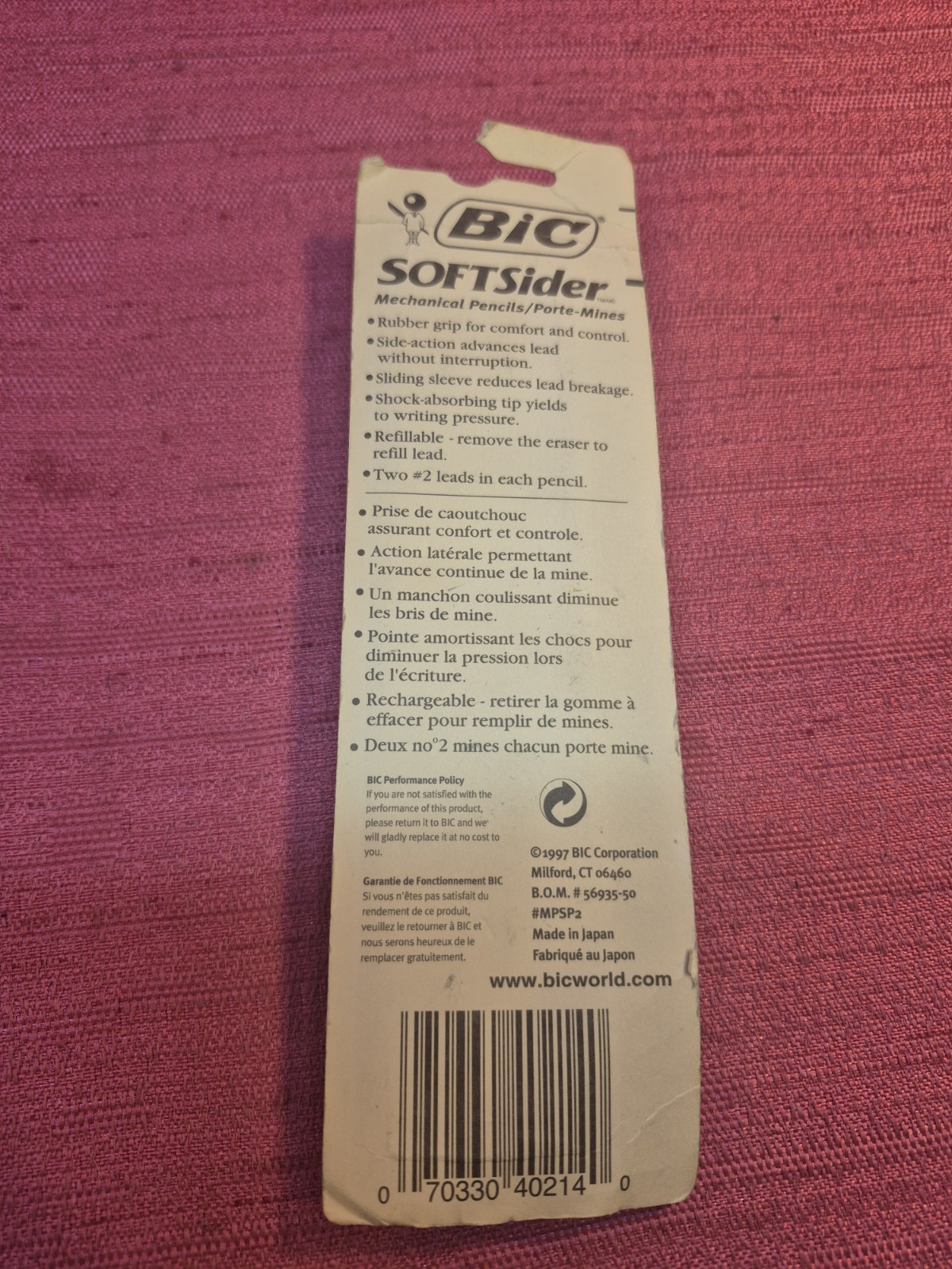 Vintage 1997 BIC SoftSider Mechanical Pencils 0.5mm 2 Pack Sealed Japan