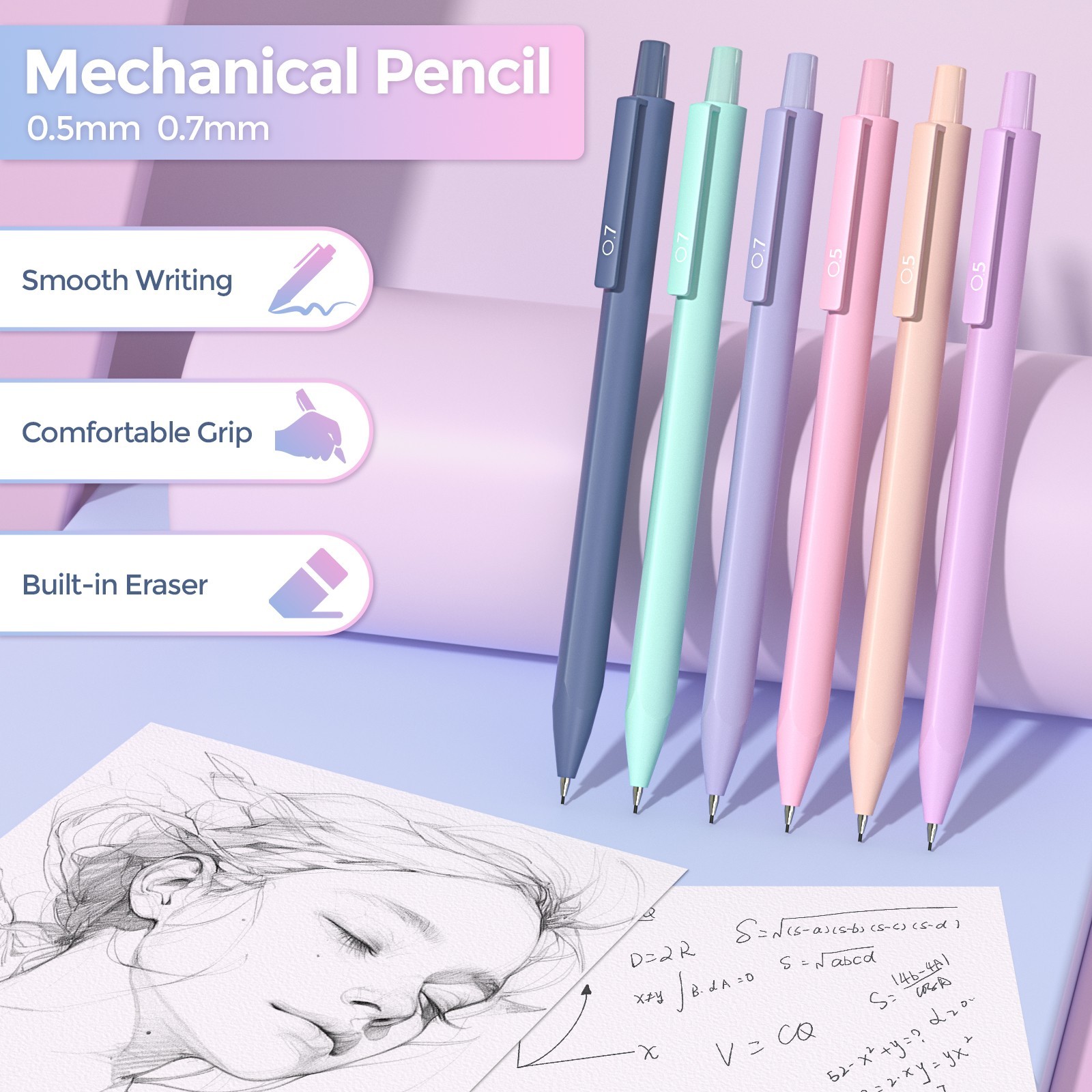 Nicpro 52PCS Aesthetic School Supplies, Cute Pencil Case, 12 Pastel Highlighters