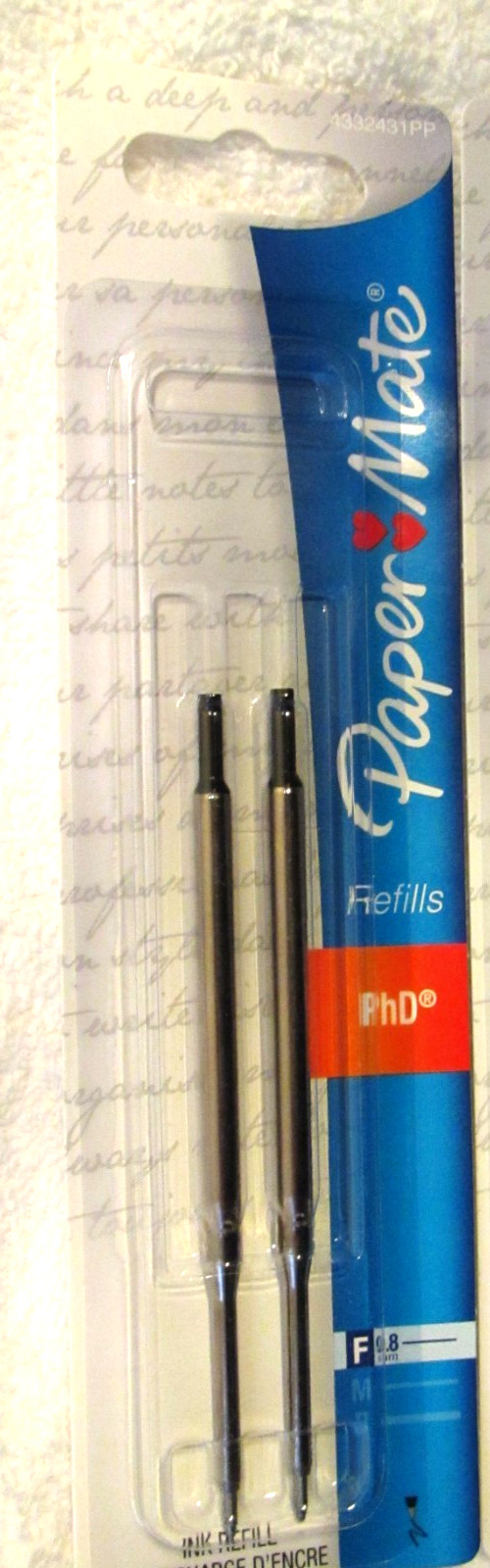 New Old Stock PaperMate Ballpoint pen Refill Carded 2 Pk Back Fine Point