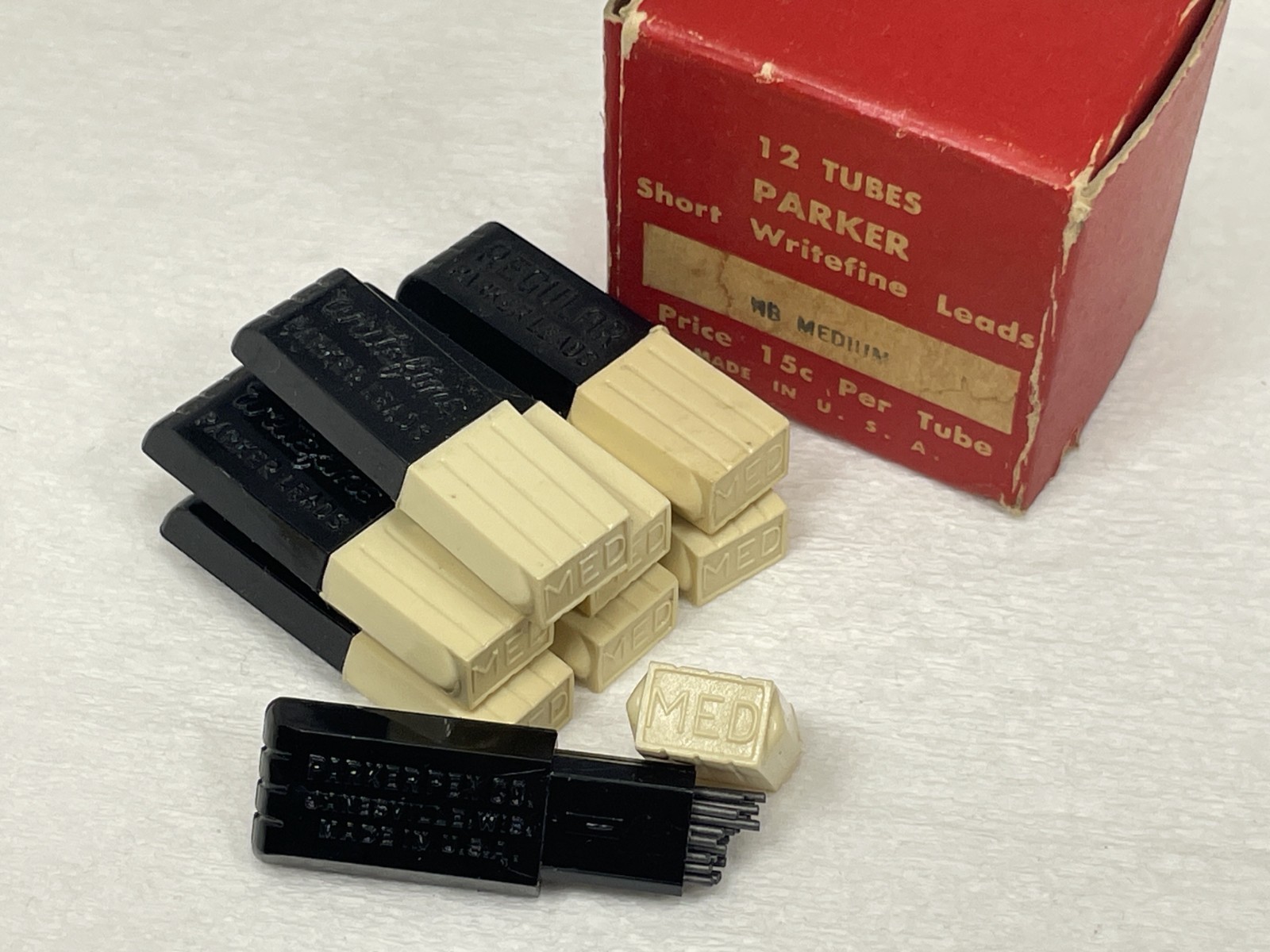 nos PARKER Mech. Pencil Leads ~ MEDIUM BLACK ~ 24ea .036″ / 0.9mm ~ $5 ship+Free
