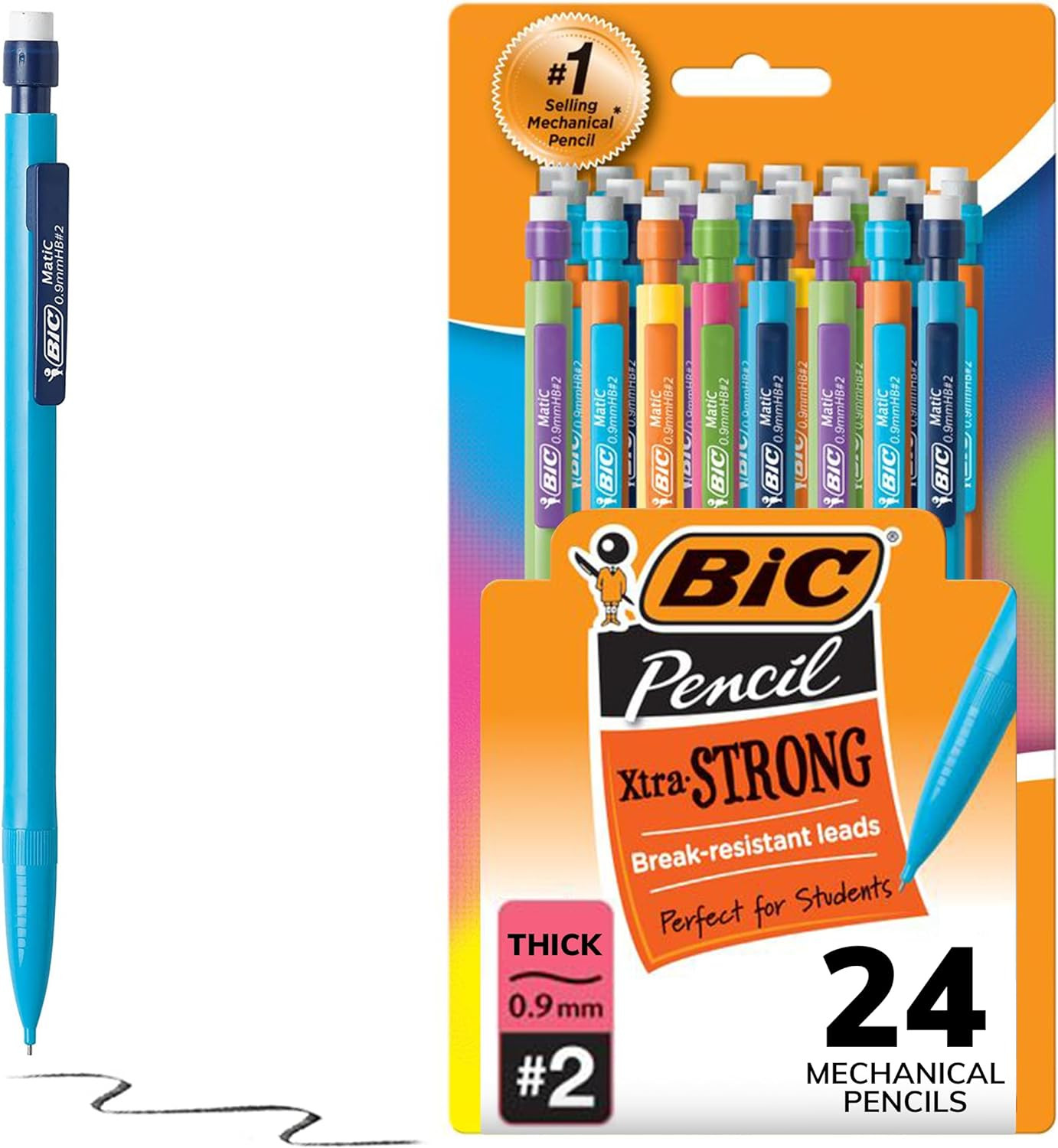BIC Xtra-Strong Thick Lead Mechanical Pencil, with Colorful Barrel Thick Point (