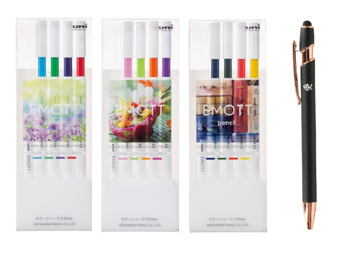 Uni EMOTT Mechanical Pencil Assorted 12 Colors Set (Refresh, Tropical, Nostal…