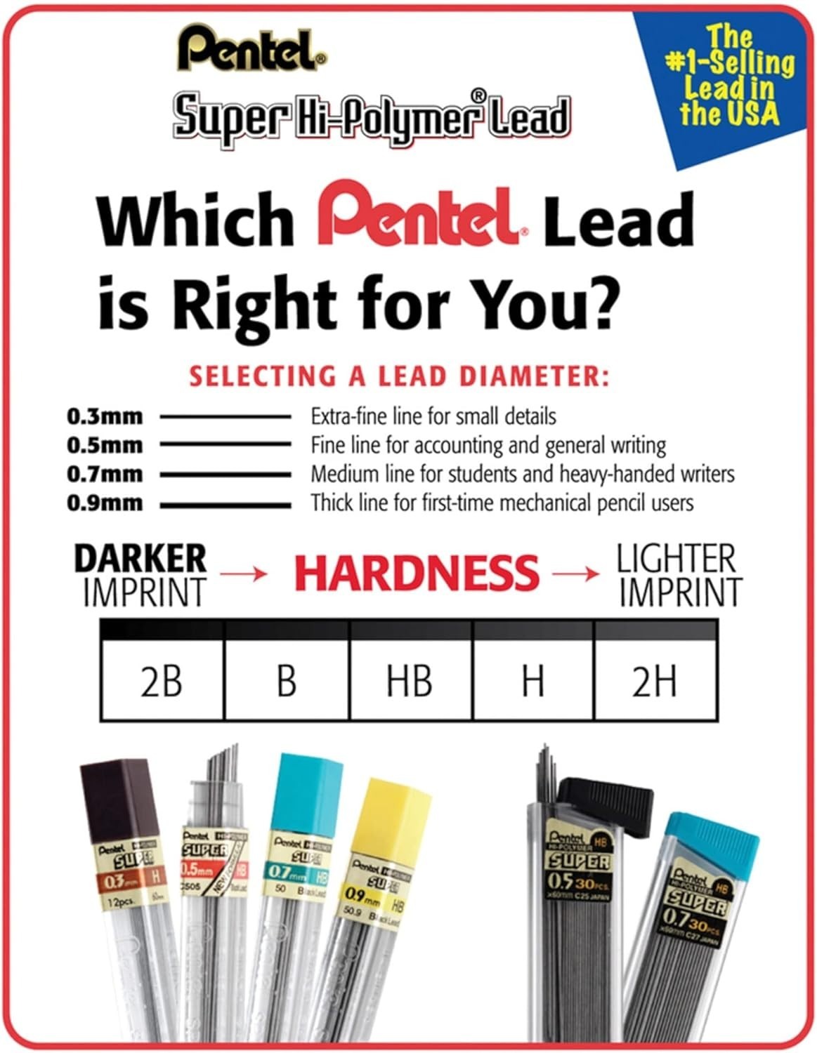 Super Hi-Polymer 0.5mm HB Lead Refills – 90 Count Perfect for Drawings and Tests