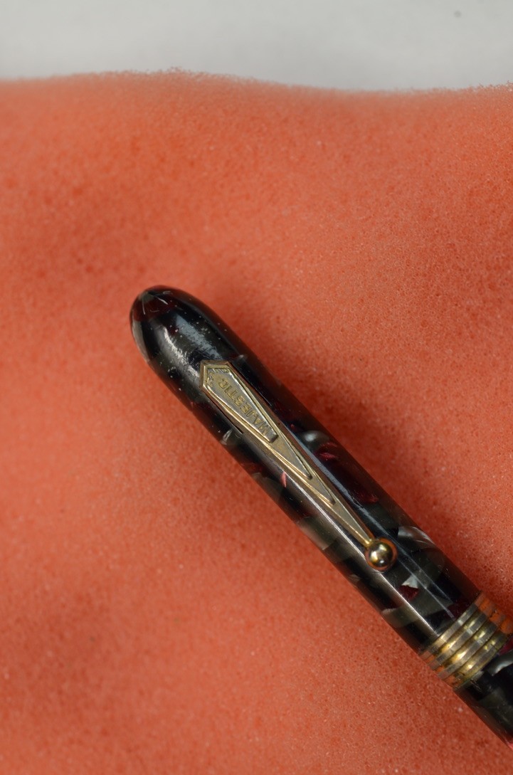 vintage fountain pencil Majestic black gray red marble
