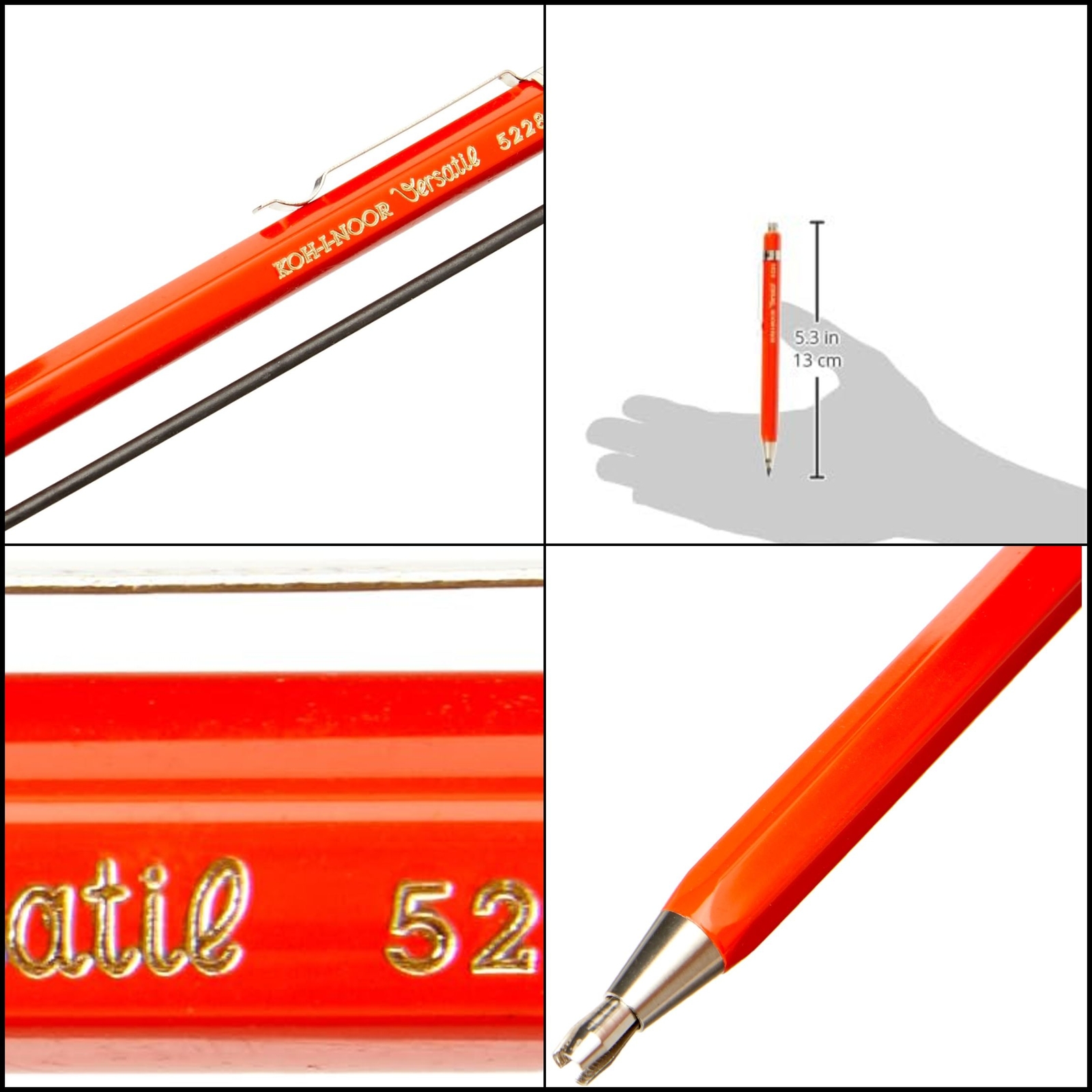 Koh-I-Noor 2mm Diameter Short Mechanical Clutch Lead Holder Pencil – (Red)…