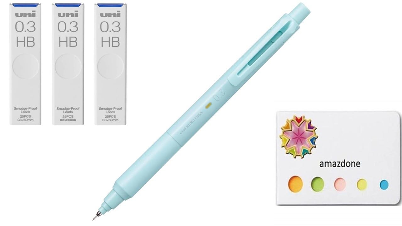 Uni Kurutoga KS 0.3mm Mechanical Pencil Ice Blue M3KS1P.32 HB Leads Sticky
