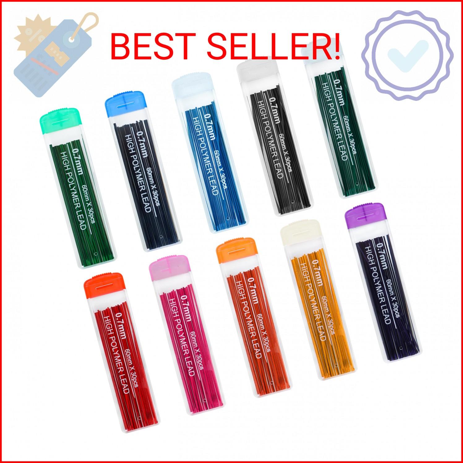 Sozize 10 Color Lead Refills 300 Pieces Colored Mechanical Pencil Lead Refills f