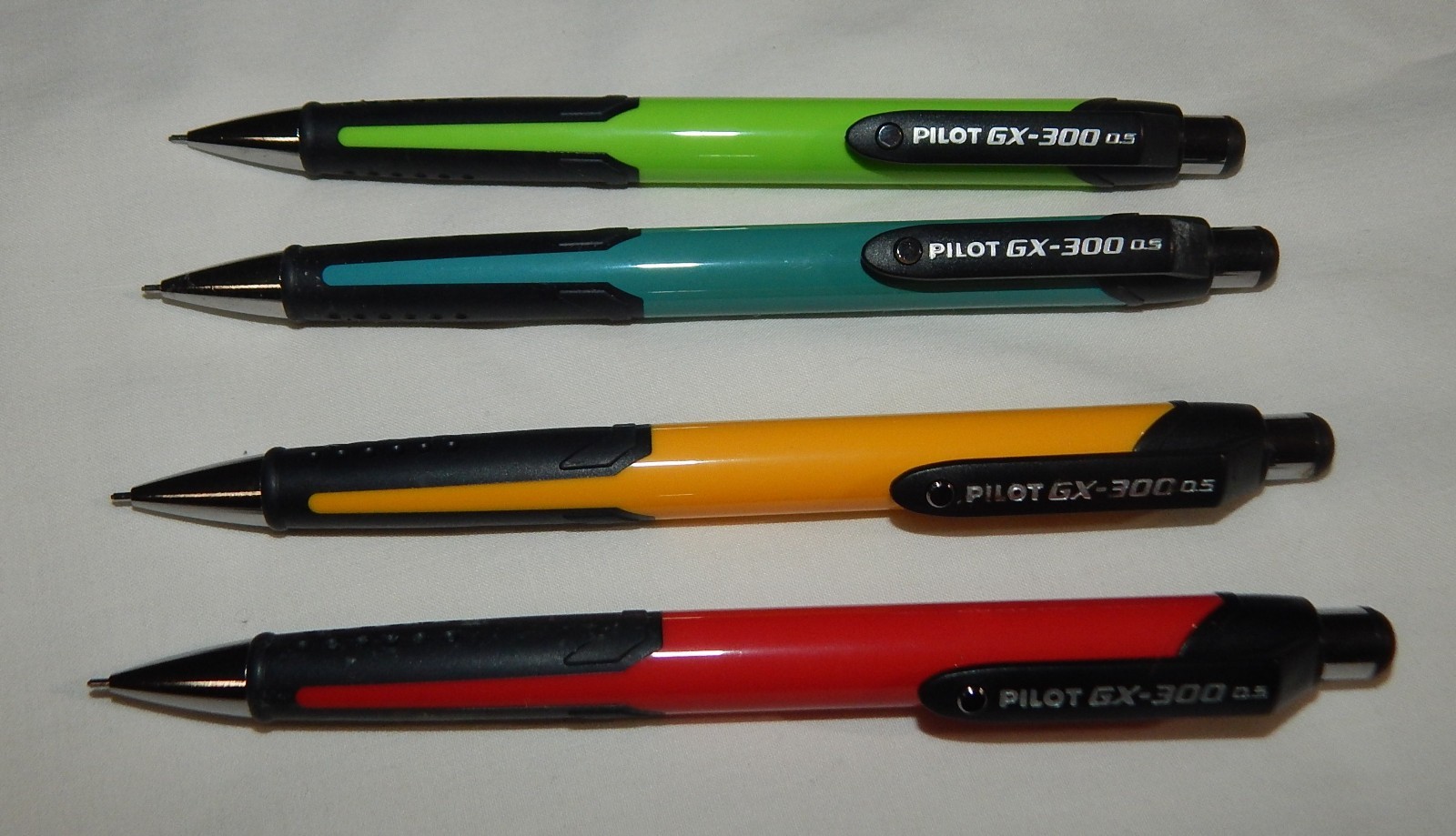 4 Pilot GX300 0.5mm Mechanical Pencil with Comfort Grip blue yellow green red