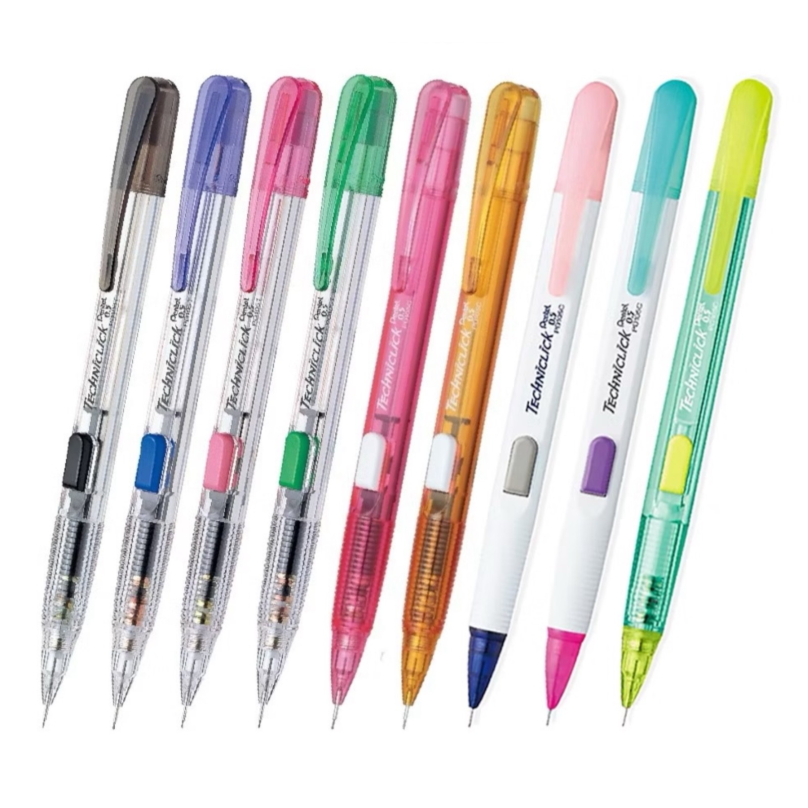 x12 Pentel Techniclick Mechanical Pencil 0.5 mm Slide Click Set Mix Color Kids