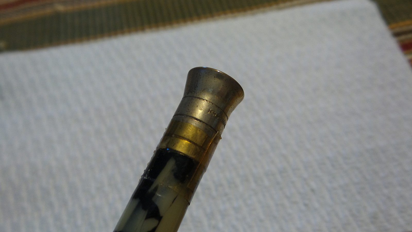 Antique Unbranded MECHANICAL PENCIL, Marbelized Yellow & Black, 4-1/4″