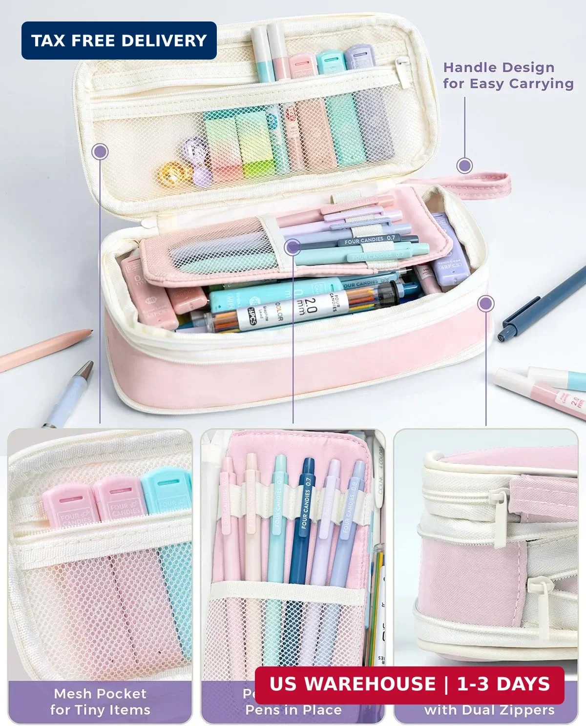 Four Candies 36PCS Aesthetic School Supplies, Mechanical Pencils 0.5mm, 0.7mm, 0