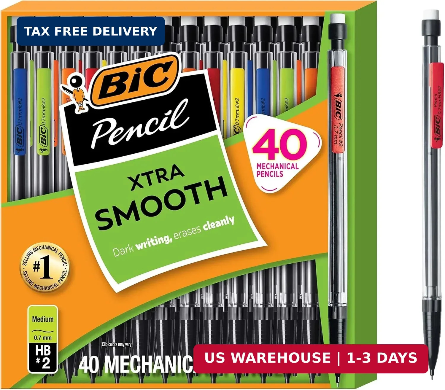 BIC Xtra Smooth Mechanical Pencil with 0.7 mm Medium Point ,Refillable and Retra