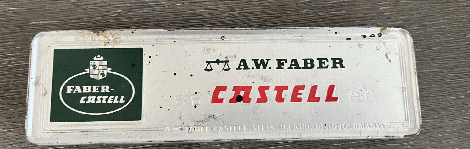 A.W. Faber Castell Nurnberg Germany Tin w/ General’s Charcoal Kimberly Pencils