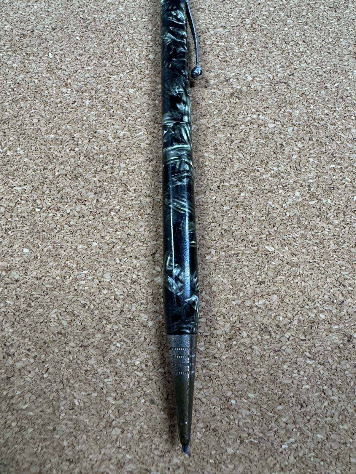 Antique Eversharp 4 Square Green Pattern Celluloid Mechanical Pencil Chrome Trim