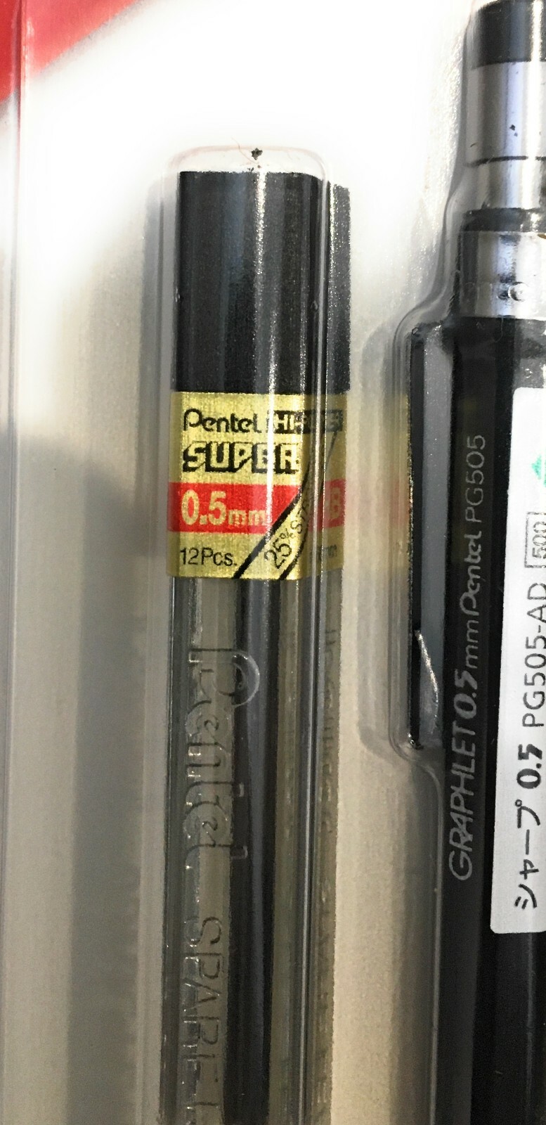Pentel Graphlet Mechanical Pencil 0.5mm w/ 12 HB Lead Refills & Eraser Vtg New