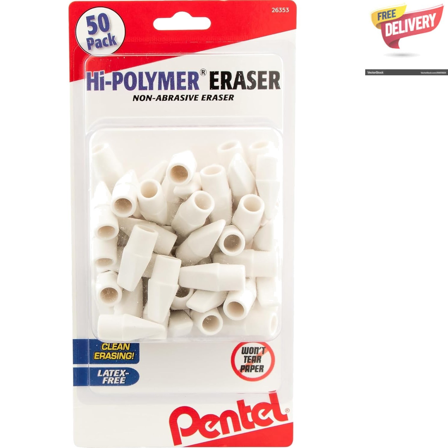 Best-Selling Hi-Polymer Rectangular Cap Erasers – 50 Pack for Quality Assurance