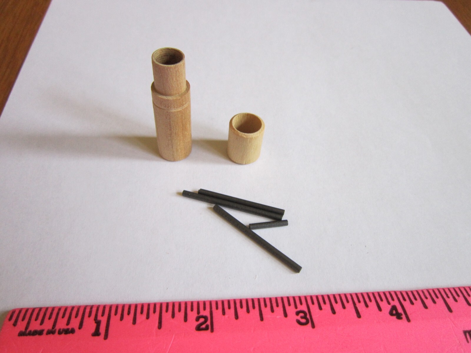 Vintage Wood Case for Small Lead for pencils 1 5/8″ tall holder tube FREE SHIP