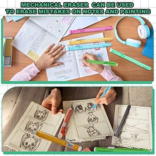 48 Pcs Retractable Mechanical Erasers – Portable Grip Pen Erasers for School, Of