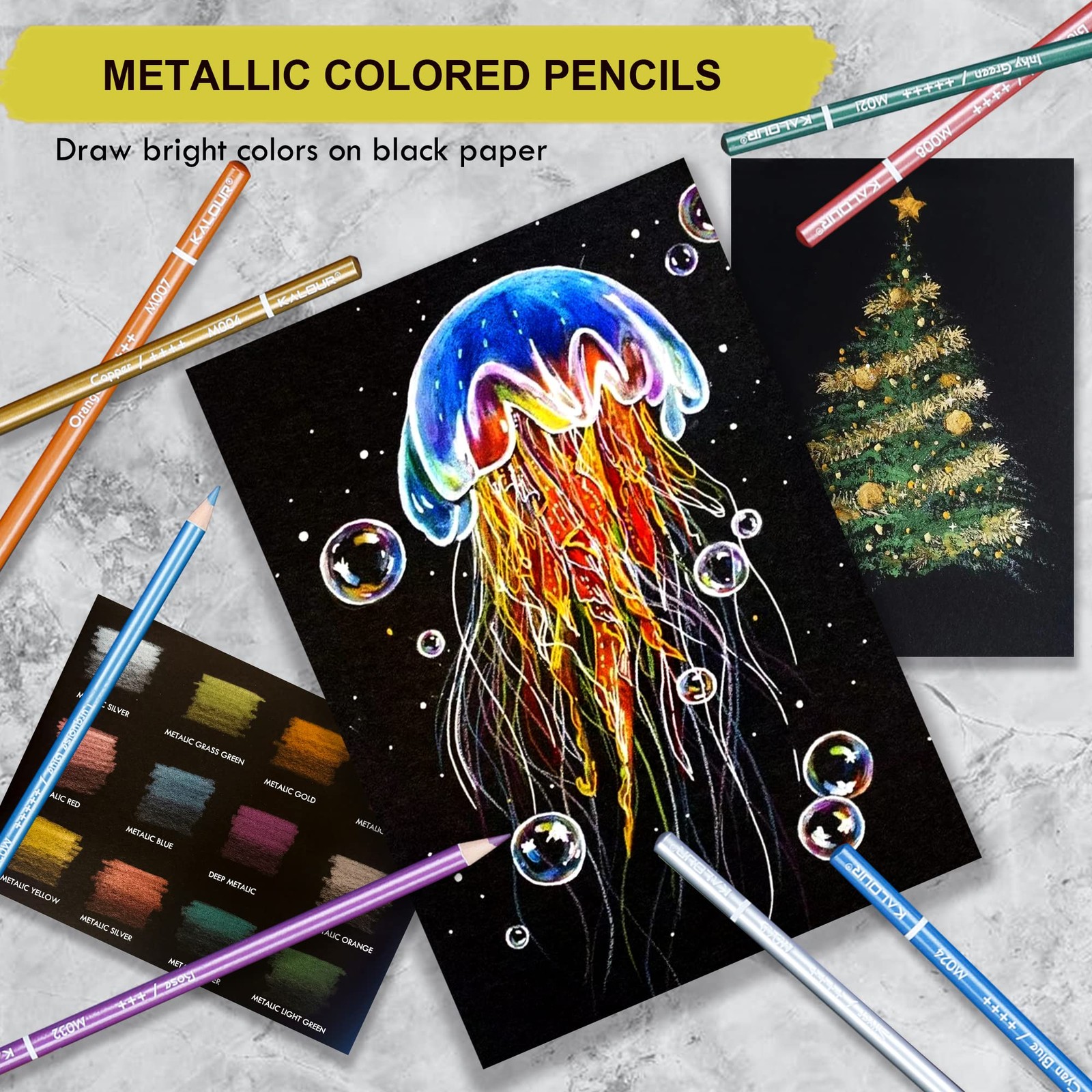 KALOUR 72 Piece Metallic Colored Pencils, 72 Count (Pack of 1), Multicolor