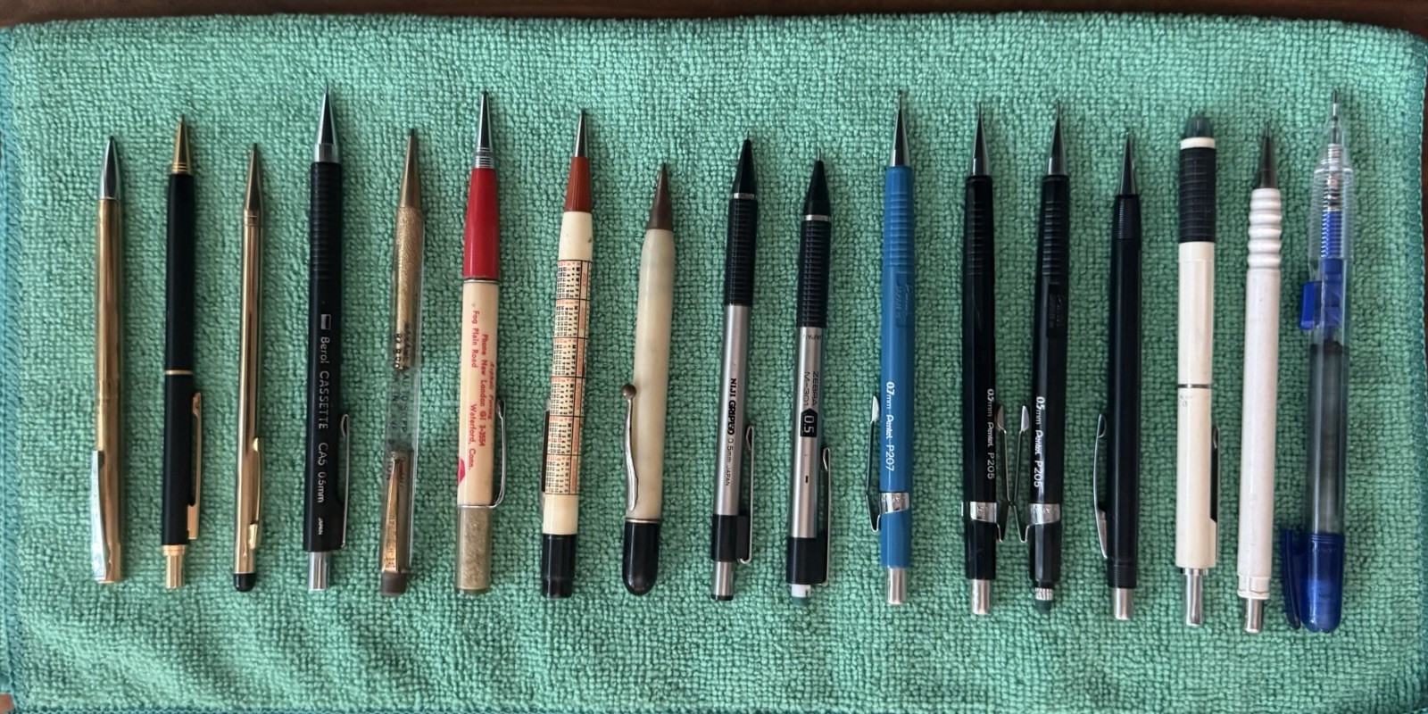 17 Pencil Lot Old & New – All Work – Pentel Zebra Niji Berol Autopoint Ritepoint