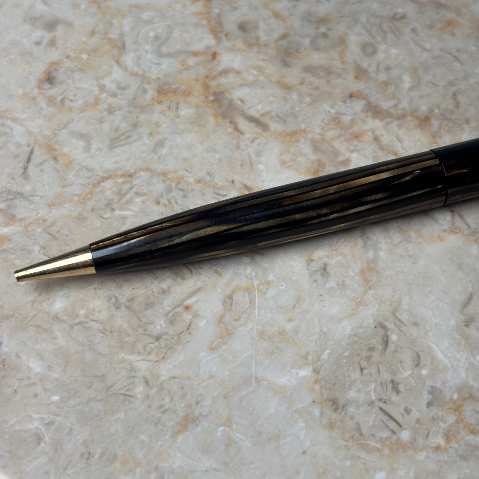 Sheaffer’s Pen Pencil Brown Striated Celluloid Gold Trim Vintage