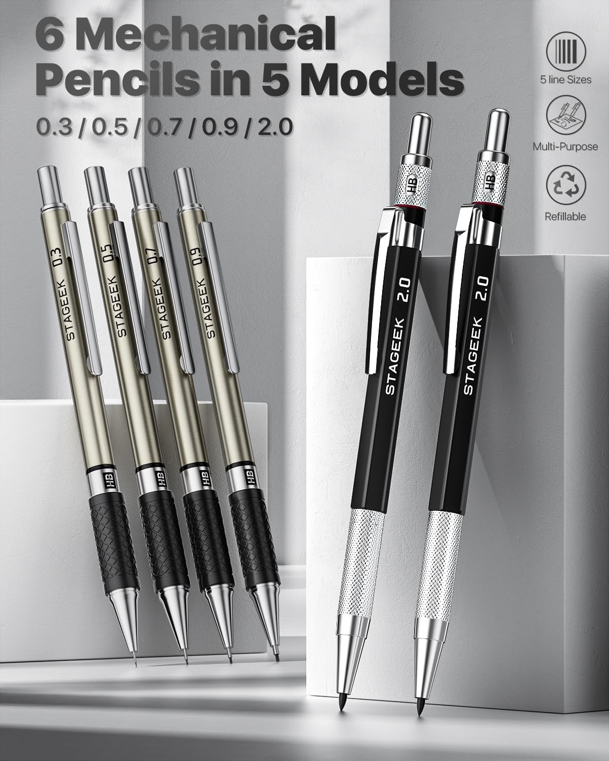 STAGEEK Mechanical Pencil Set with Case 37 Count, 37 Count (Pack of 1)